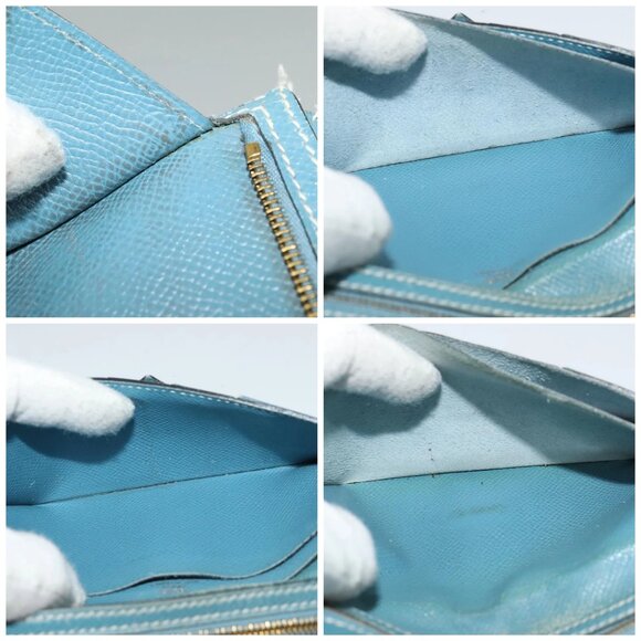 HERMES Bean Long Wallet Leather Blue - Picture 15 of 15
